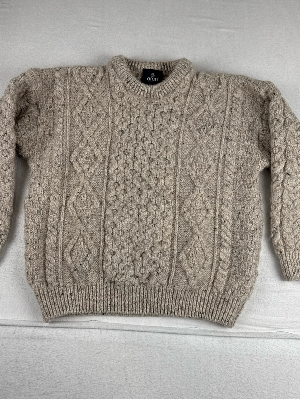 Aran Woollen Mills Womens Fisherman Chunky Knit Sweater Medium Petite Irish Wool